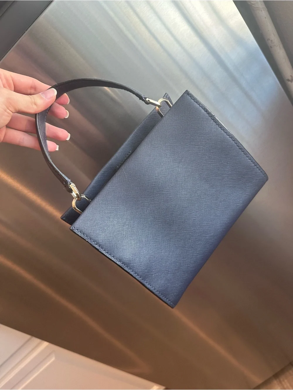 Kate Spade Navy Saffiano Mini Top-Handle Shoulder Bag with Matching Wallet